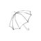 OpenedÂ umbrella sketch. Vector hand drawnÂ illustration.Â Black element isolated on white.